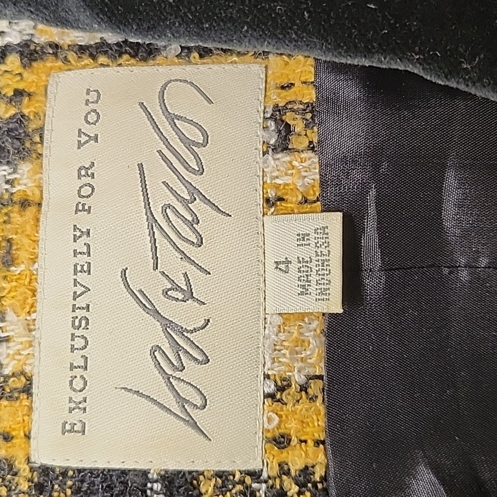 Lord & Taylor Vintage Plaid Double-Breasted  Tweed Blazer Jacket Size 4 - Picture 7 of 16